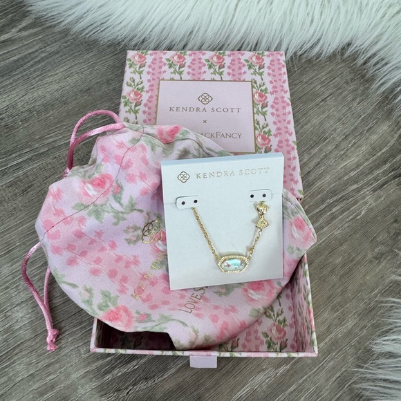 🦋🩵KENDRA SCOTT x LOVESHACKFANCY Elisa Necklace Pastel Blue Rosa Beaux Illusion - Picture 3 of 12
